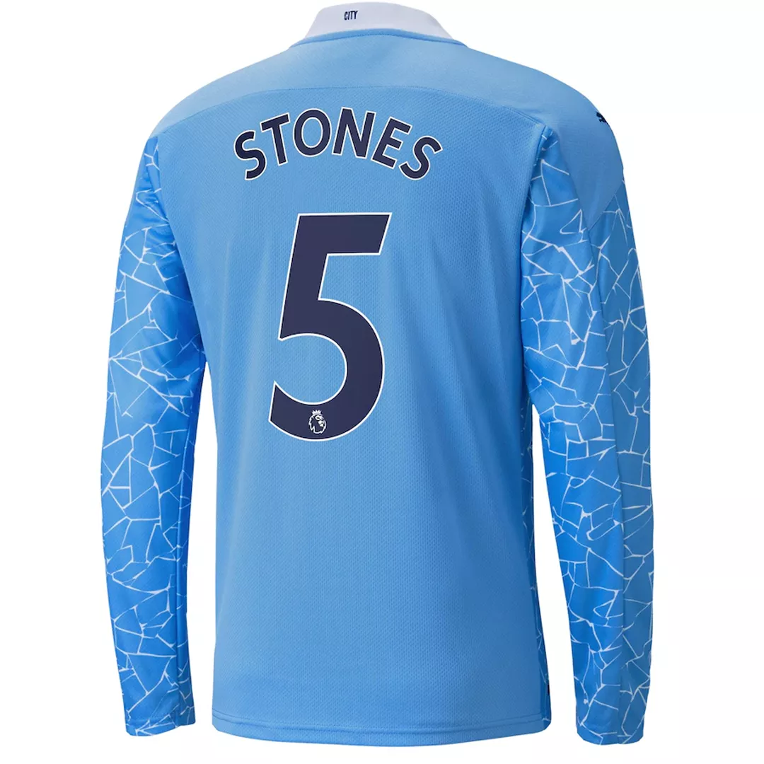 STONES #5 Manchester City Long Sleeve Football Shirt Home 2020/21