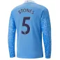STONES #5 Manchester City Long Sleeve Football Shirt Home 2020/21 - bestfootballkits