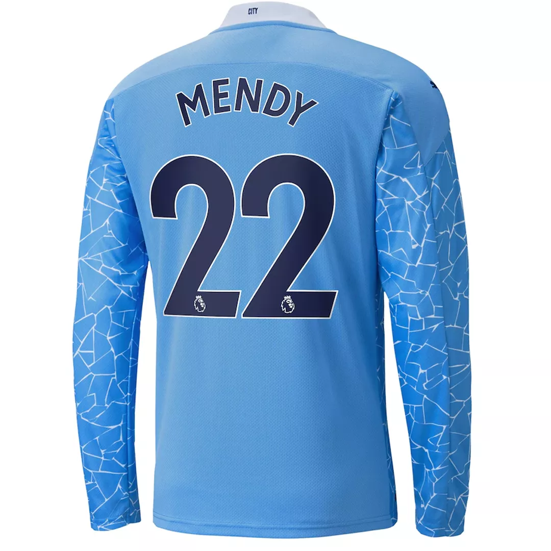MENDY #22 Manchester City Long Sleeve Football Shirt Home 2020/21