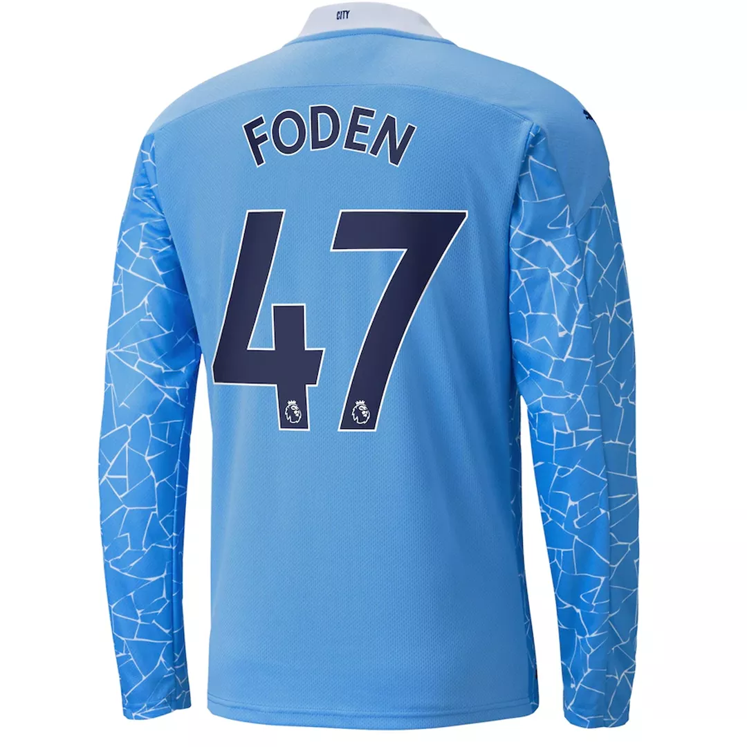 FODEN #47 Manchester City Long Sleeve Football Shirt Home 2020/21