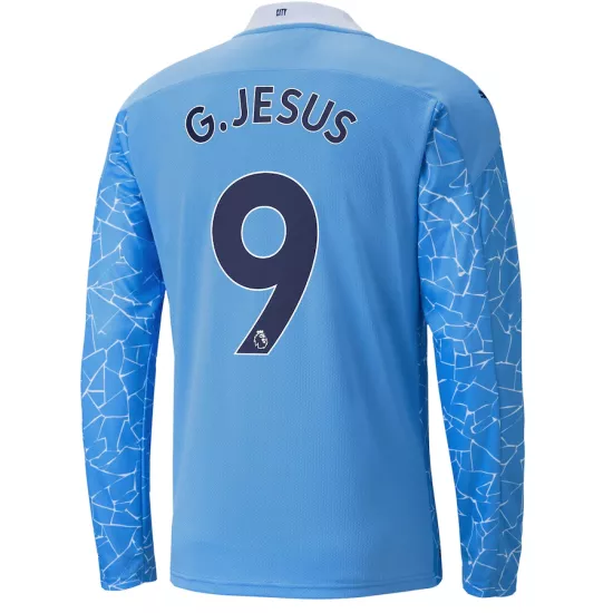 G.JESUS #9 Manchester City Long Sleeve Football Shirt Home 2020/21 - bestfootballkits