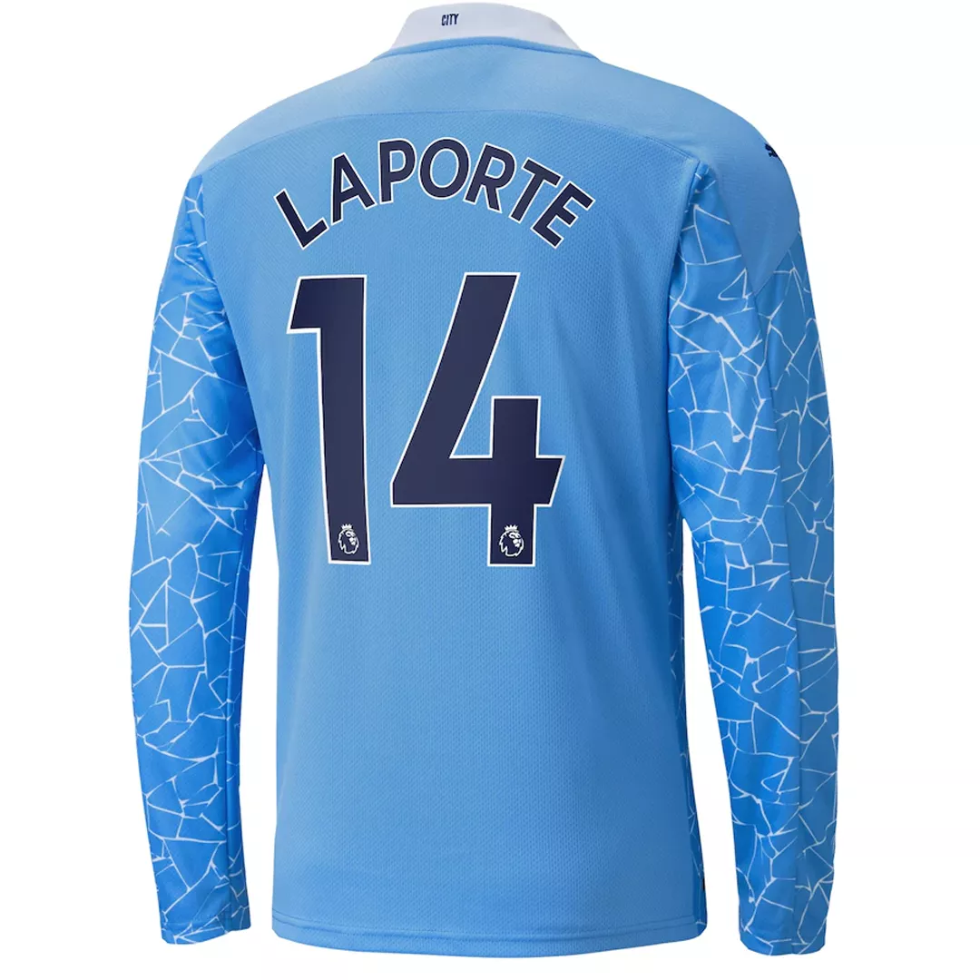 LAPORTE #14 Manchester City Long Sleeve Football Shirt Home 2020/21
