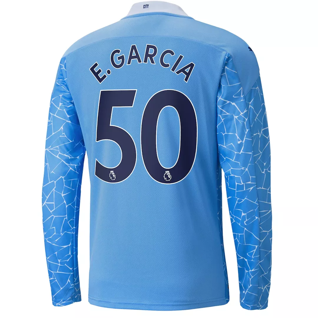 E.GARCIA0 #50 Manchester City Long Sleeve Football Shirt Home 2020/21