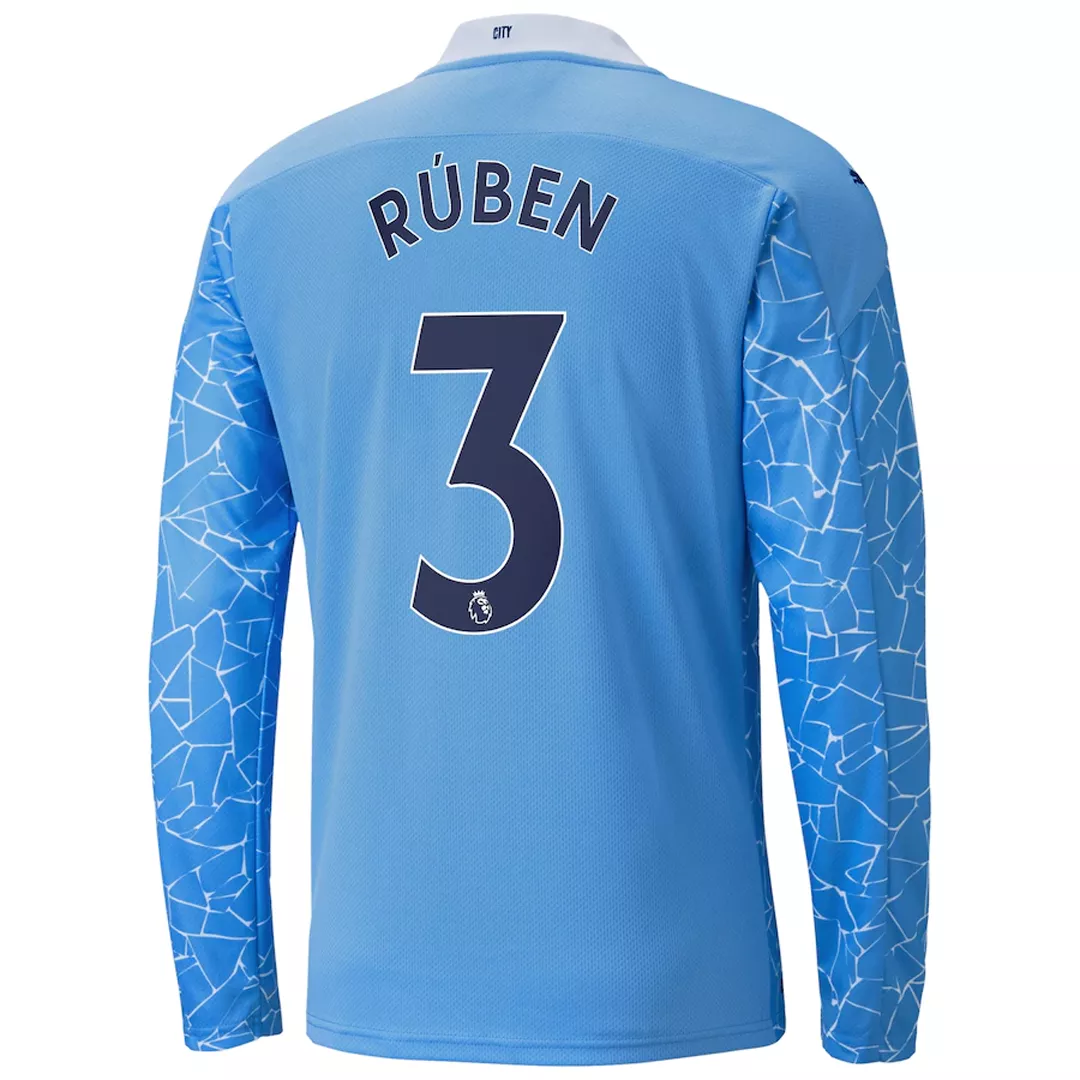 RÚBEN #3 Manchester City Long Sleeve Football Shirt Home 2020/21