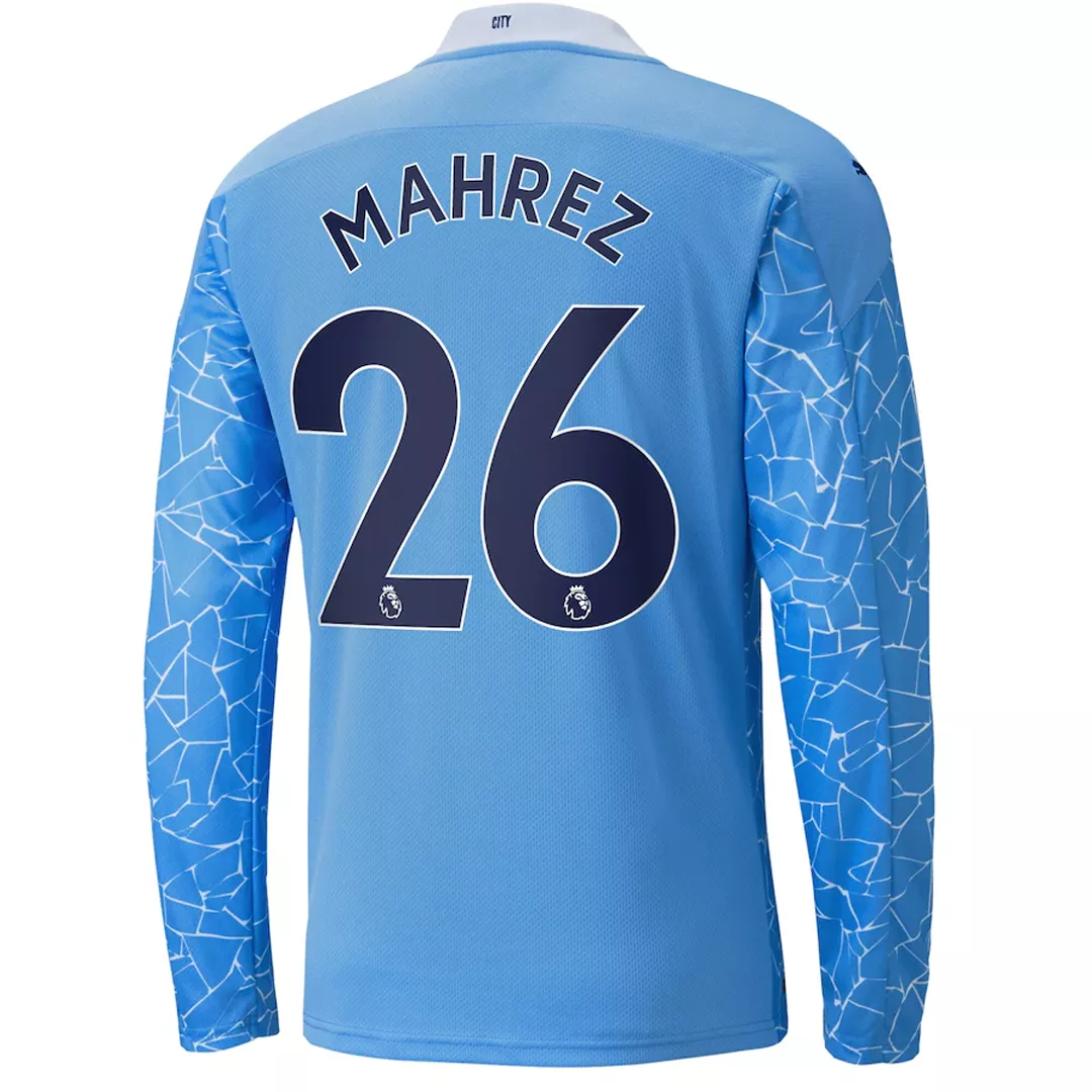 MAHREZ #26 Manchester City Long Sleeve Football Shirt Home 2020/21