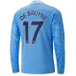 DE BRUYNE #17 Manchester City Long Sleeve Football Shirt Home 2020/21 - bestfootballkits