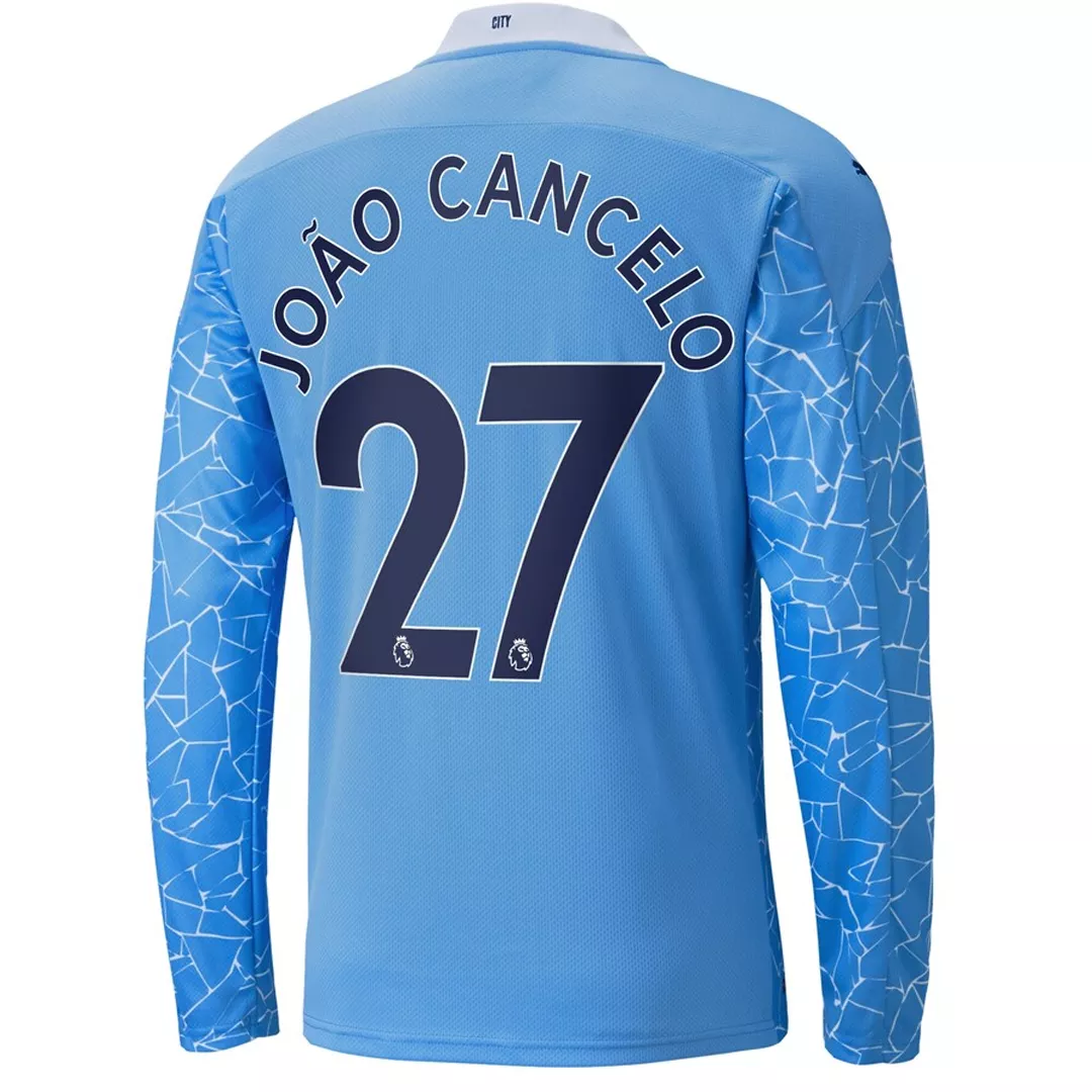 JOÃO CANCELO #27 Manchester City Long Sleeve Football Shirt Home 2020/21