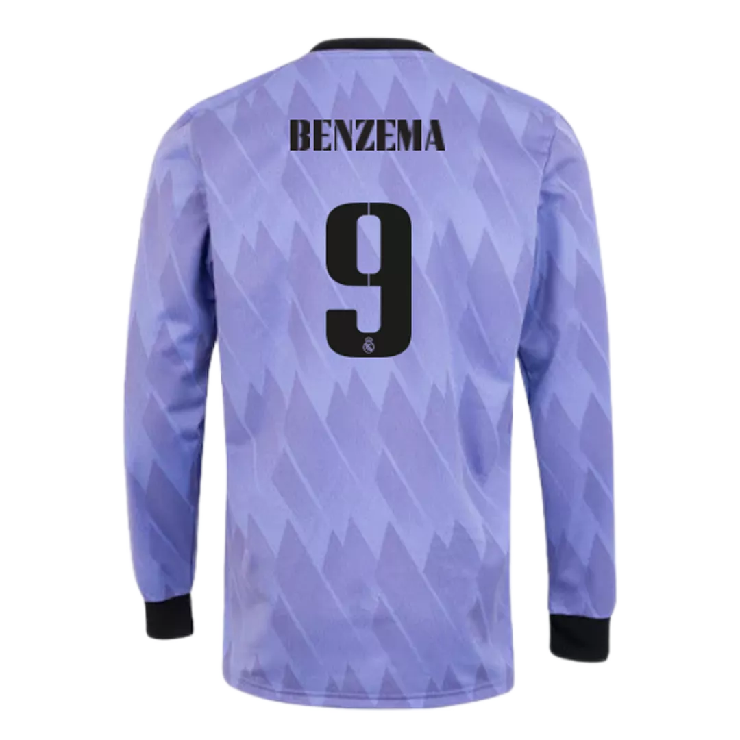 BENZEMA #9 Real Madrid Long Sleeve Football Shirt Away 2022/23