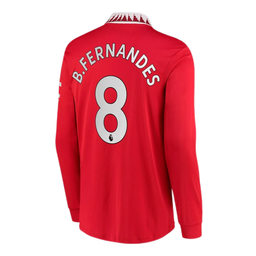 B.FERNANDES #8 Manchester United Long Sleeve Football Shirt Home 2022/23