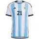 Authentic DYBALA #21 Argentina Football Shirt Home 2022 - bestfootballkits