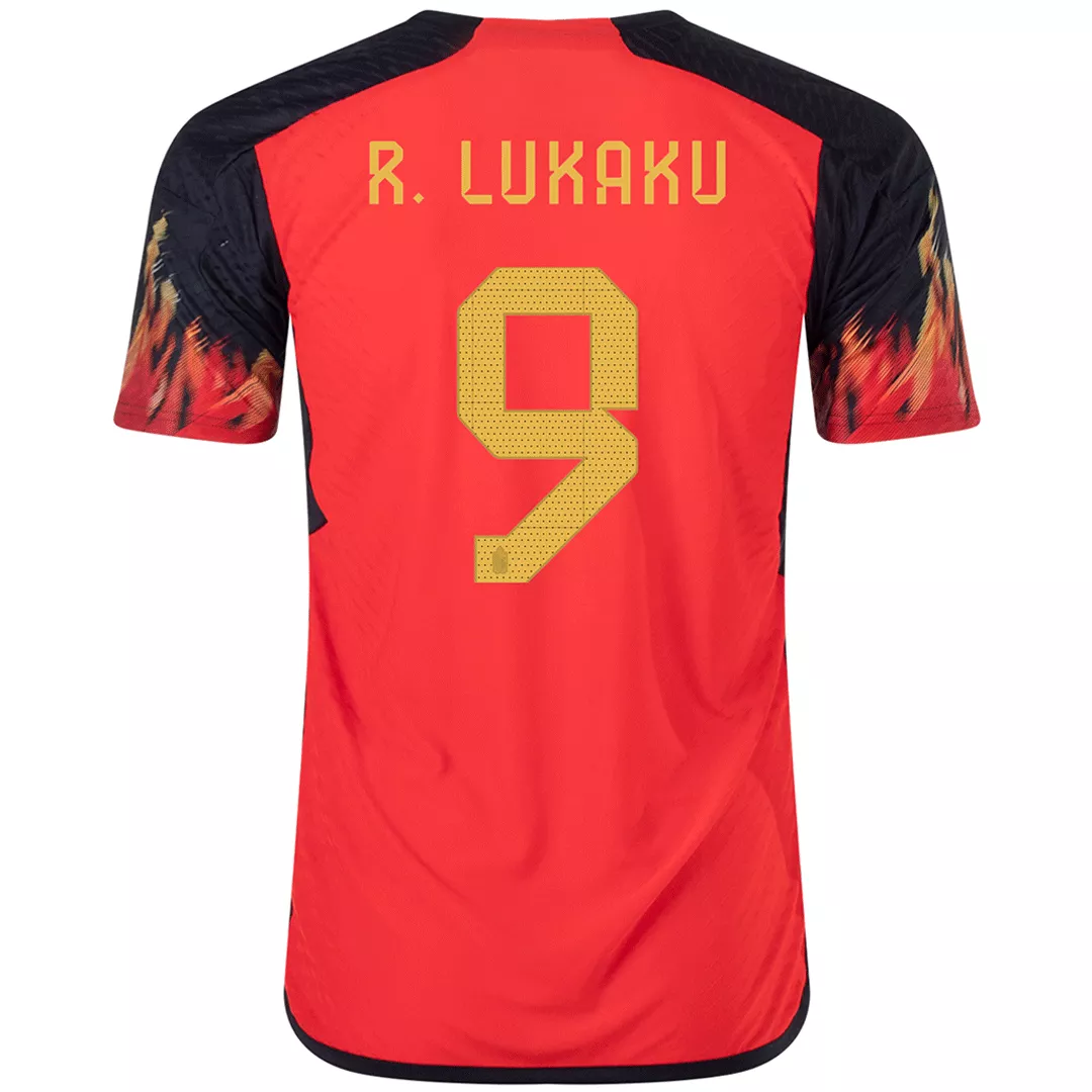 Authentic R.LUKAKU #9 Belgium Football Shirt Home 2022