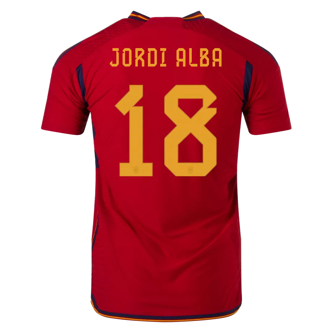 Authentic JORDI ALBA #18 Spain Football Shirt Home 2022