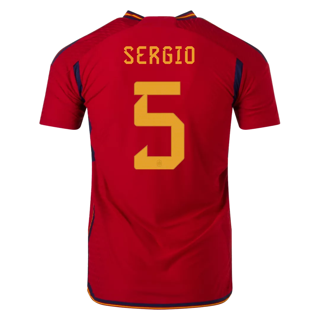 Authentic SERGIO #5 Spain Football Shirt Home 2022