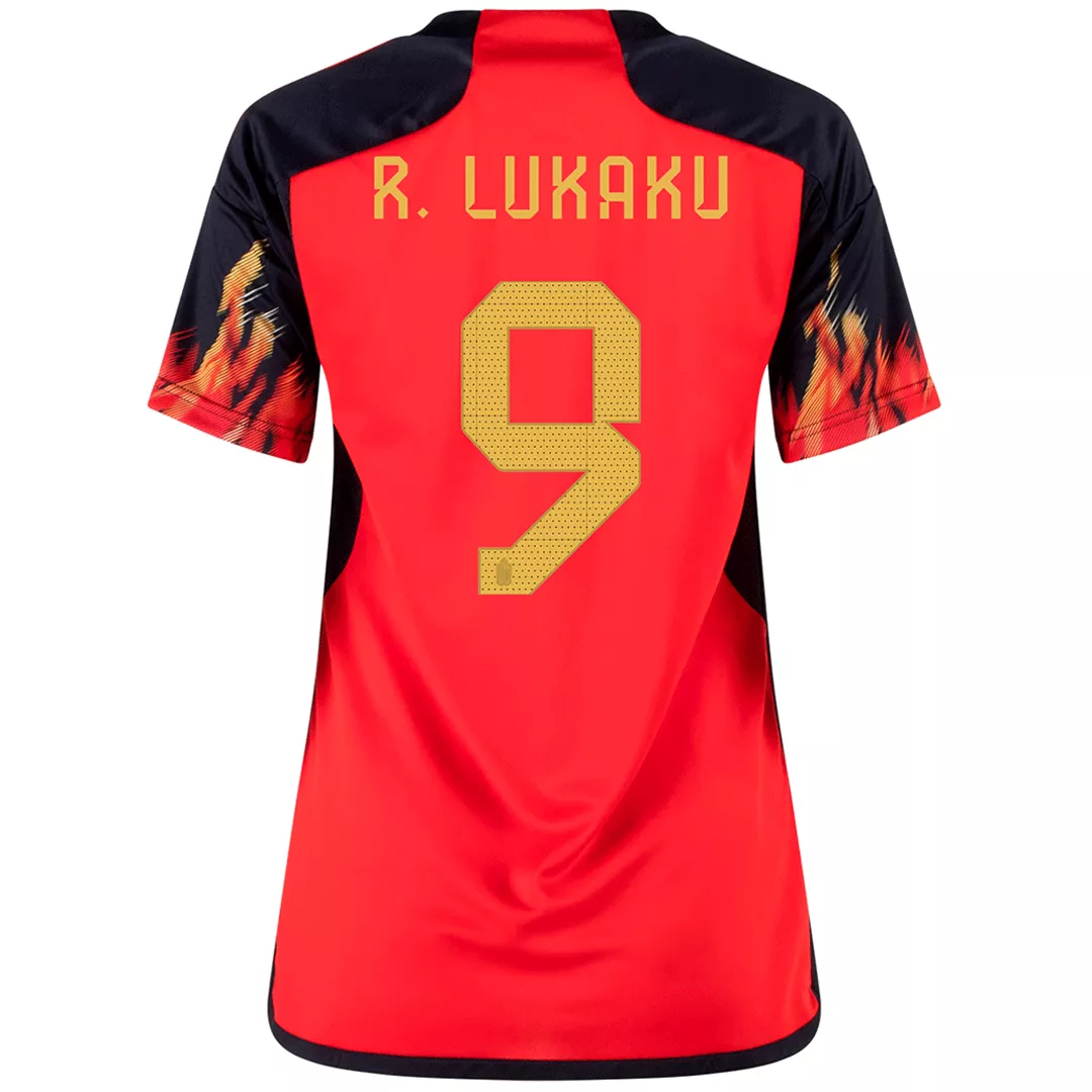 Women's R.LUKAKU #9 Belgium Football Shirt Home 2022