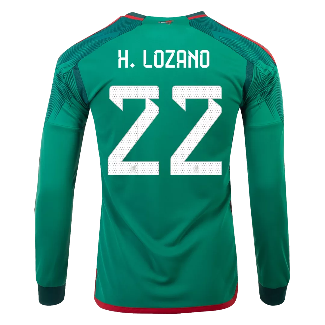 H.LOZANO #22 Mexico Long Sleeve Football Shirt Home 2022