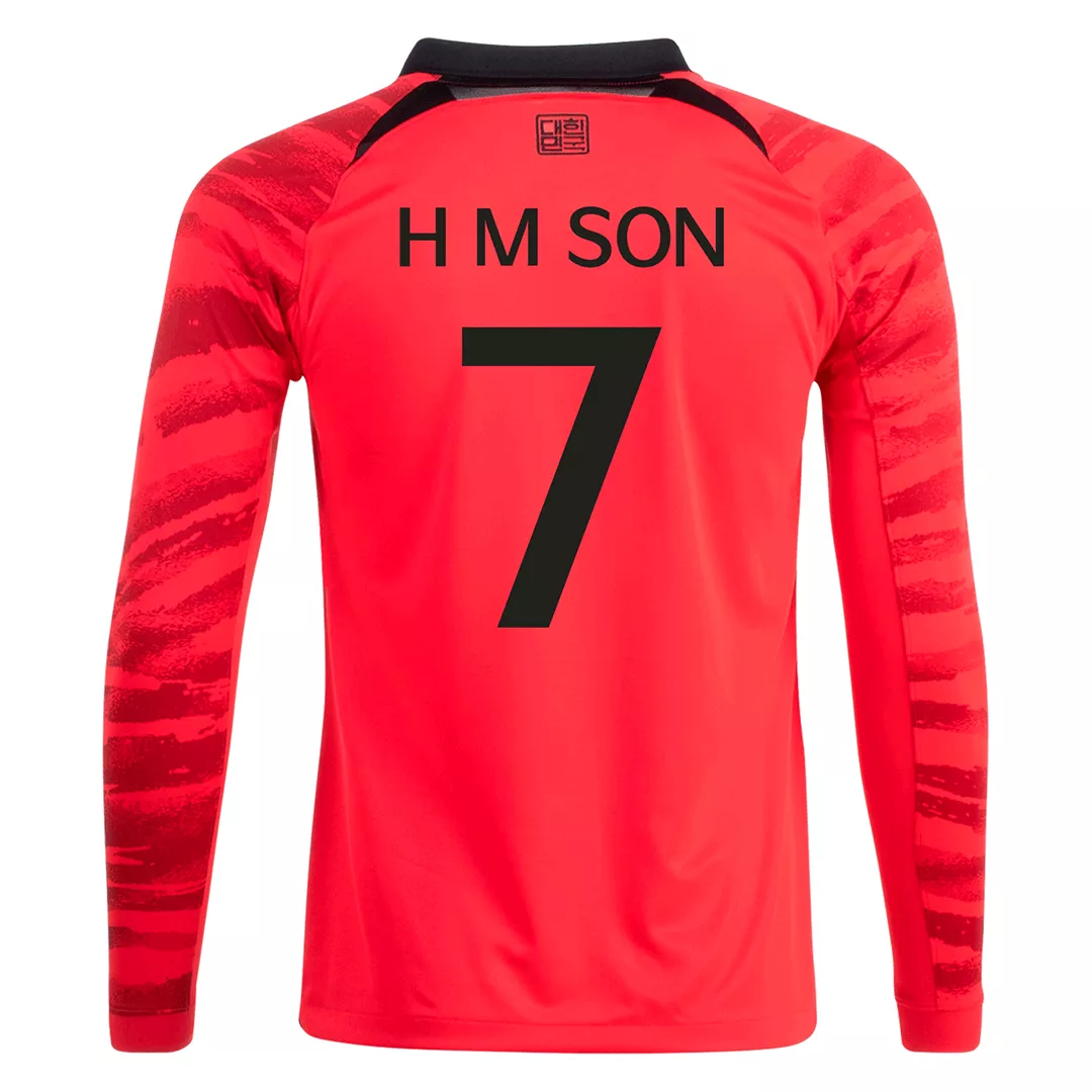 H M SON #7 South Korea Long Sleeve Football Shirt Home 2022