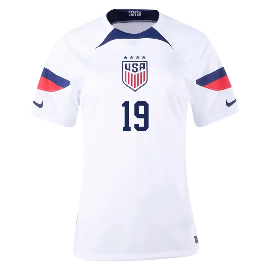Women's DUNN #19 USA Football Shirt Home 2022 - bestfootballkits