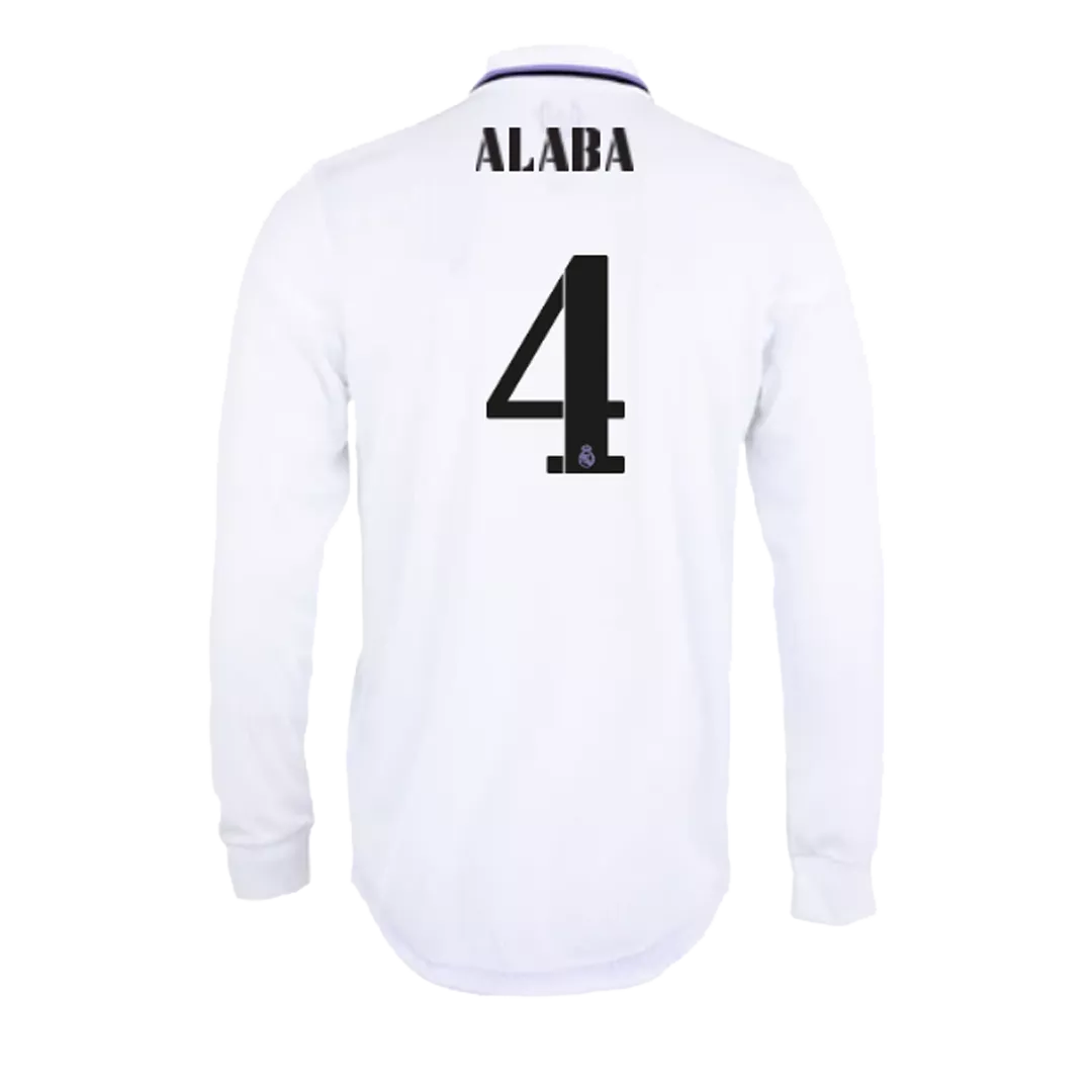 Authentic ALABA #4 Real Madrid Long Sleeve Football Shirt Home 2022/23