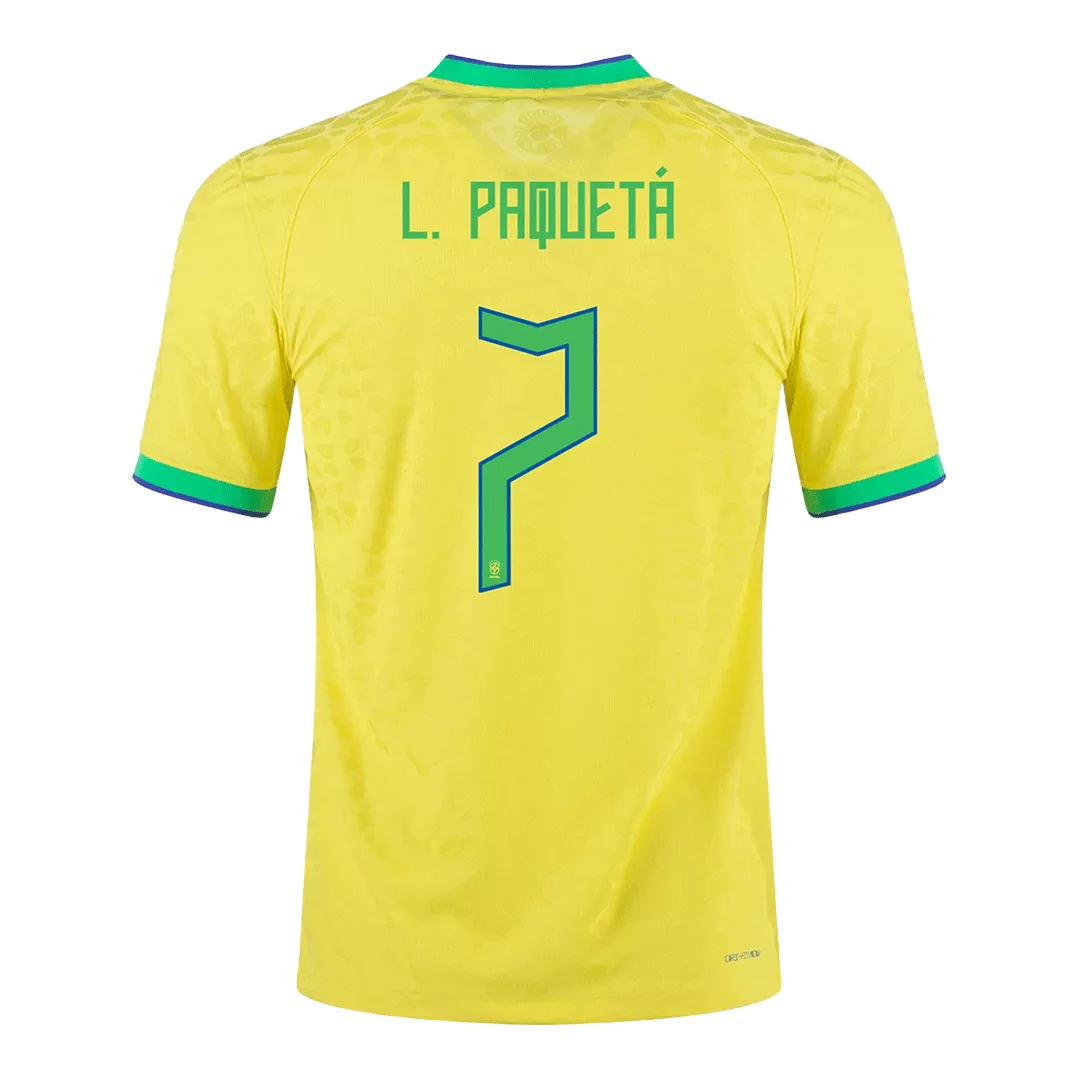 L. PAQUETÁ #7 Brazil Football Shirt Home 2022