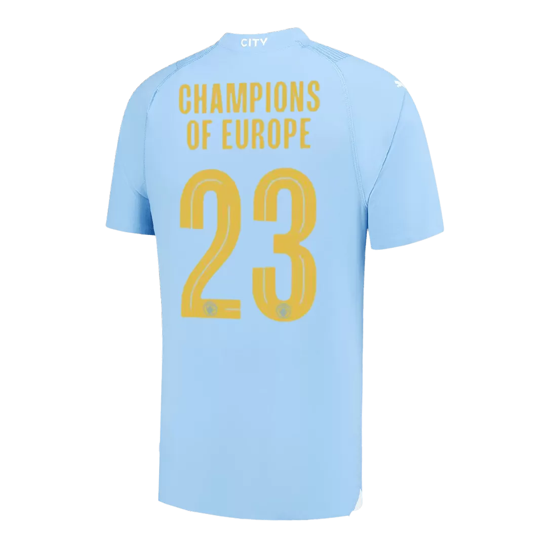 Authentic Manchester City CHAMPIONS OF EUROPE #23 Football Shirt Home 2023/24