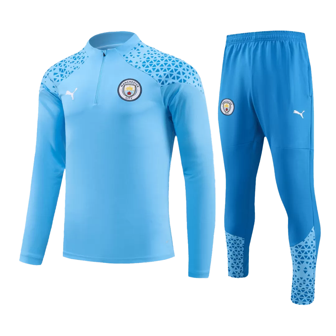 Kid's Manchester City Zipper Sweatshirt Kit(Top+Pants) 2023/24 - bestfootballkits