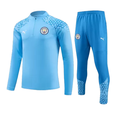 Kid's Manchester City Zipper Sweatshirt Kit(Top+Pants) 2023/24 - bestfootballkits