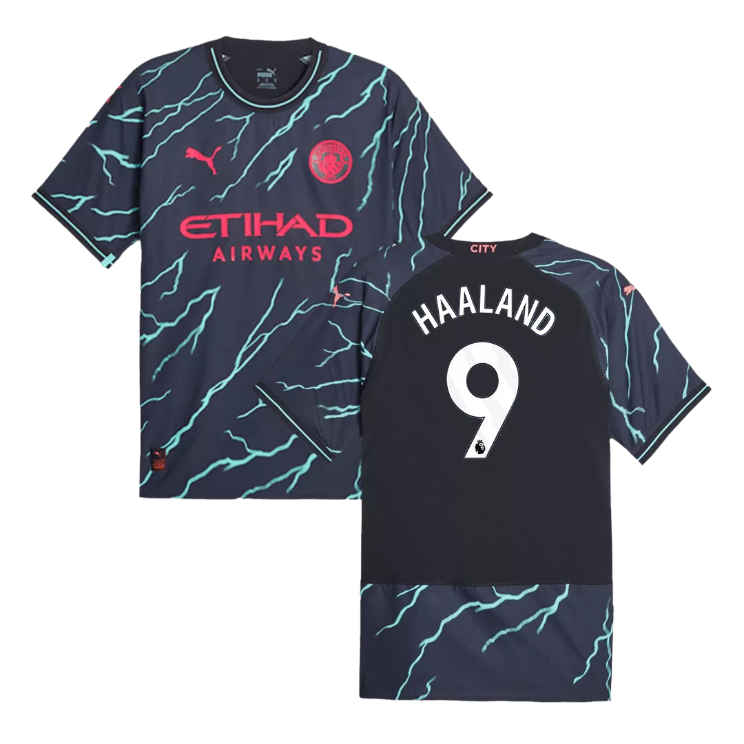 Authentic HAALAND #9 Manchester City Football Shirt Third Away 2023/24