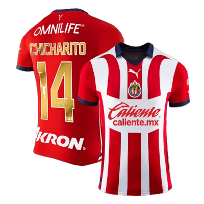 Gold CHICHARITO #14 Chivas Football Shirt Home 2023/24 - bestfootballkits