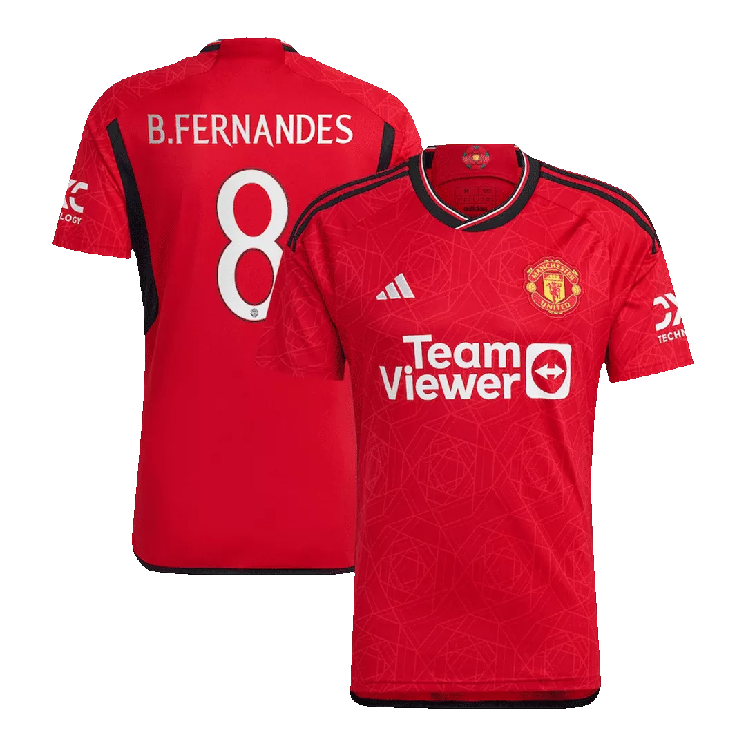 B.FERNANDES #8 Manchester United Football Shirt Home 2023/24 - UCL