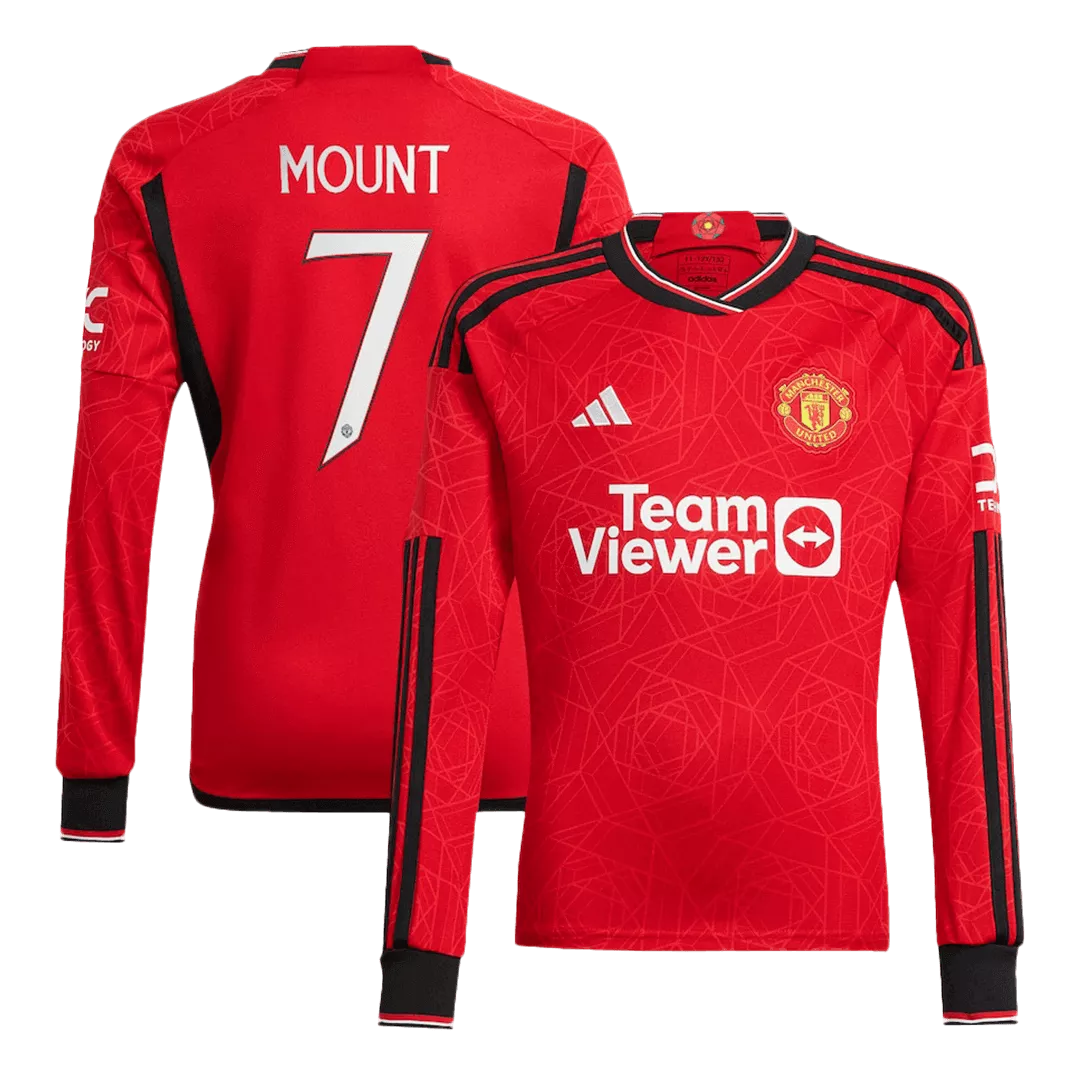 MOUNT #7 Manchester United Long Sleeve Football Shirt Home 2023/24