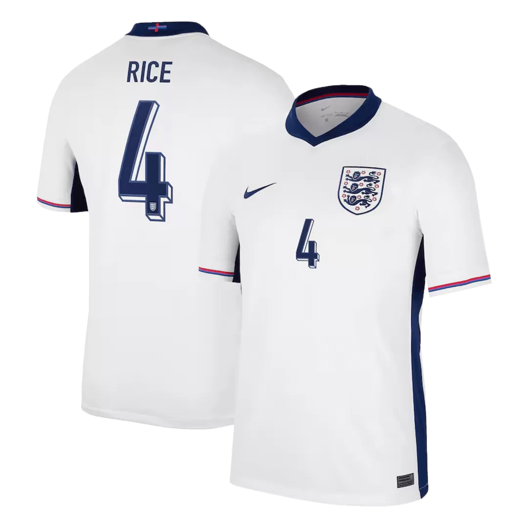 RICE #4 England Euro Football Shirt Home Euro 2024