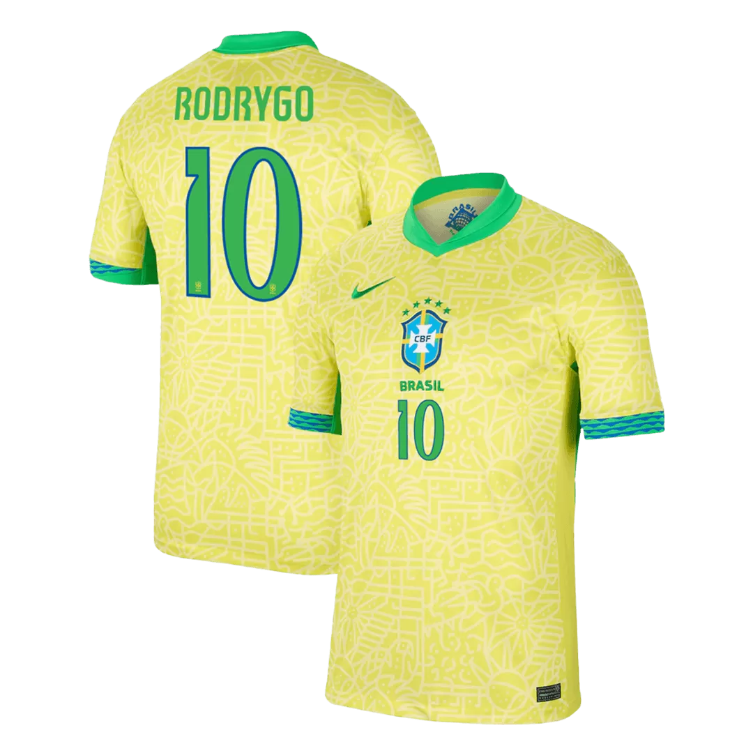 RODRYGO #10 Brazil Football Shirt Home Copa America 2024