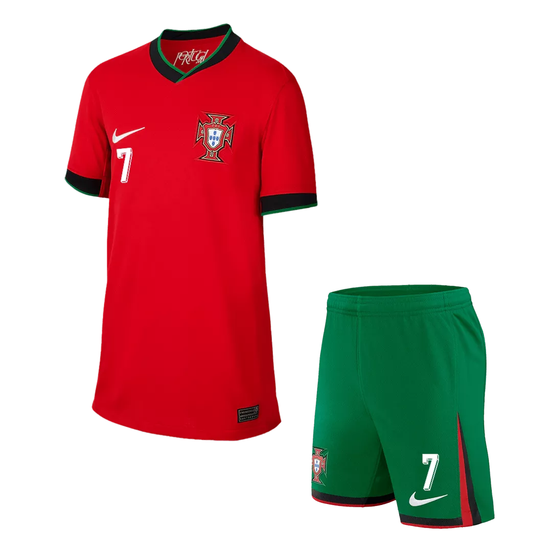 RONALDO #7 Portugal Football Mini Kit (Shirt+Shorts) Home Euro 2024
