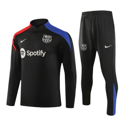 Kid's Barcelona Zipper Sweatshirt Kit(Top+Pants) 2024/25 - bestfootballkits