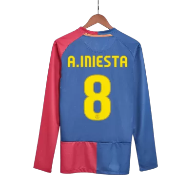 A.INIESTA #8 Retro Barcelona Shirt Home Long Sleeve 2008/09 - UCL - bestfootballkits