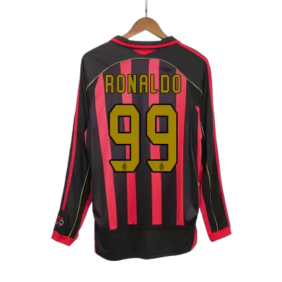 RONALDO #99 Retro AC Milan Shirt Home Long Sleeve 2006/07 - bestfootballkits