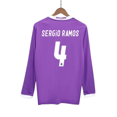 SERGIO RAMOS #4 Retro Real Madrid Shirt Away Long Sleeve 2016/17 - bestfootballkits