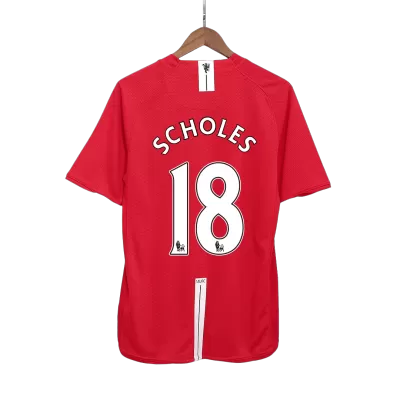 SCHOLES #18 Retro Manchester United Shirt Home 2007/08 - bestfootballkits