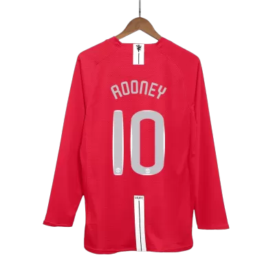 ROONEY #10 Retro Manchester United Shirt Home Long Sleeve 2007/08 - UCL - bestfootballkits