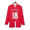 SCHOLES #18 Retro Manchester United Shirt Home Long Sleeve 2007/08 - bestfootballkits