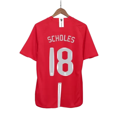 SCHOLES #18 Retro Manchester United Shirt Home 2007/08 - UCL - bestfootballkits