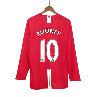 ROONEY #10 Retro Manchester United Shirt Home Long Sleeve 2007/08 - bestfootballkits