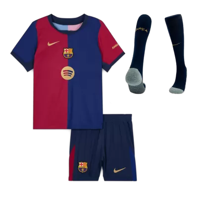 Kid's Barcelona Home Spotify Logo Without Text Soccer Jersey Kit(Jersey+Shorts+Socks) 2024/25 Red&Blue-Spotify Logo Without Text - bestfootballkits