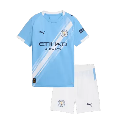 Kid's Manchester City Home Soccer Jersey Kit(Jersey+Shorts) 2025/26 Blue - bestfootballkits
