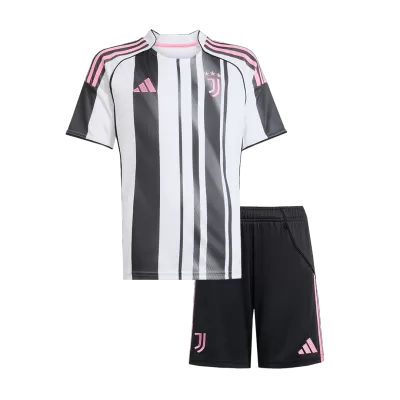 Kid's Juventus Home Soccer Jersey Kit(Jersey+Shorts) 2025/26 Black&White - bestfootballkits