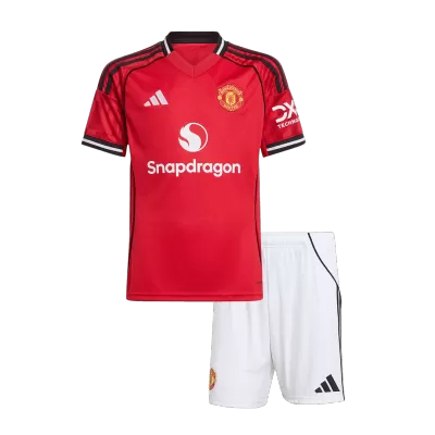 Kid's Manchester United Home Soccer Jersey Kit(Jersey+Shorts) 2025/26 Red - bestfootballkits
