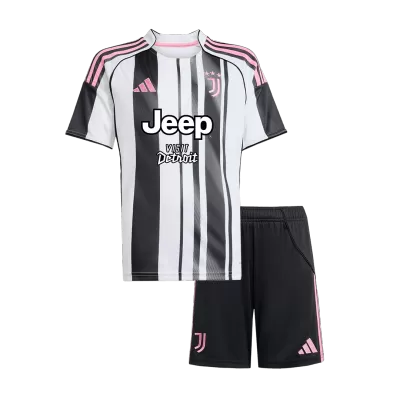 Kid's Juventus Home Soccer Jersey Kit(Jersey+Shorts) 2025/26 Black&White - bestfootballkits