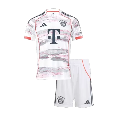 Kid's Bayern Munich Away Soccer Jersey Kit(Jersey+Shorts) 2025/26 White - bestfootballkits