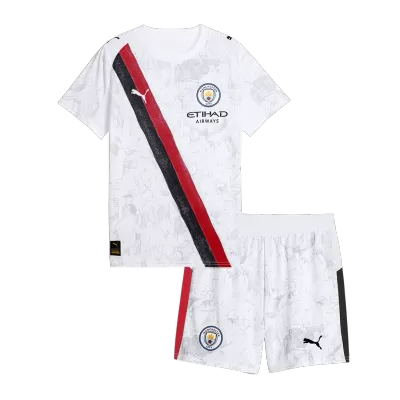 Kid's Manchester City KidSuper Soccer Jersey Kit(Jersey+Shorts) 2025/26 White - Club World Cup - bestfootballkits