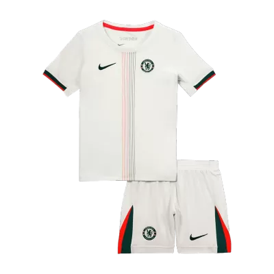 Kid's Chelsea Away Soccer Jersey Kit(Jersey+Shorts) 2025/26 White - bestfootballkits